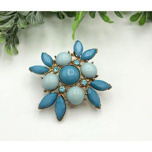 Brooch Light blue and Slate blue color gems